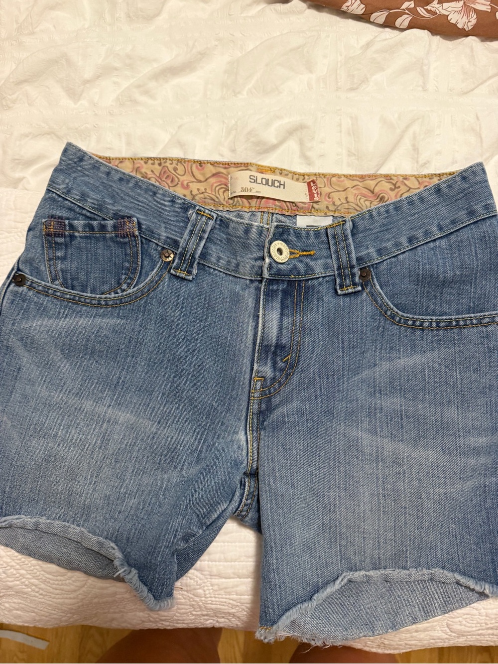 Levi's Light Blue Denim Cutoff Shorts with Frayed Hem